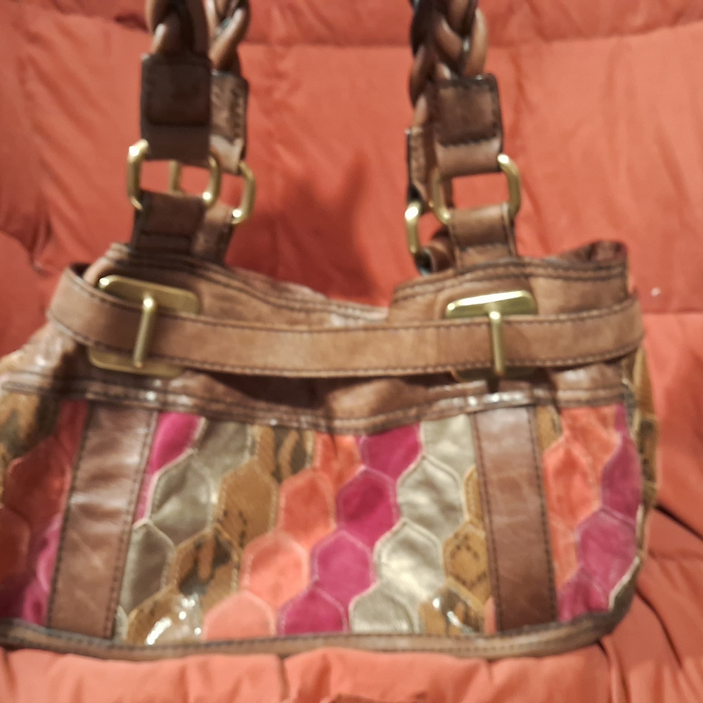 Fossil Multicolor Patchwork Satchel - image 14